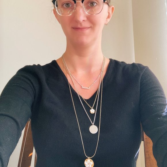 Two-Tone Silver Gold Flower Layer Necklace - Picture 4 of 8